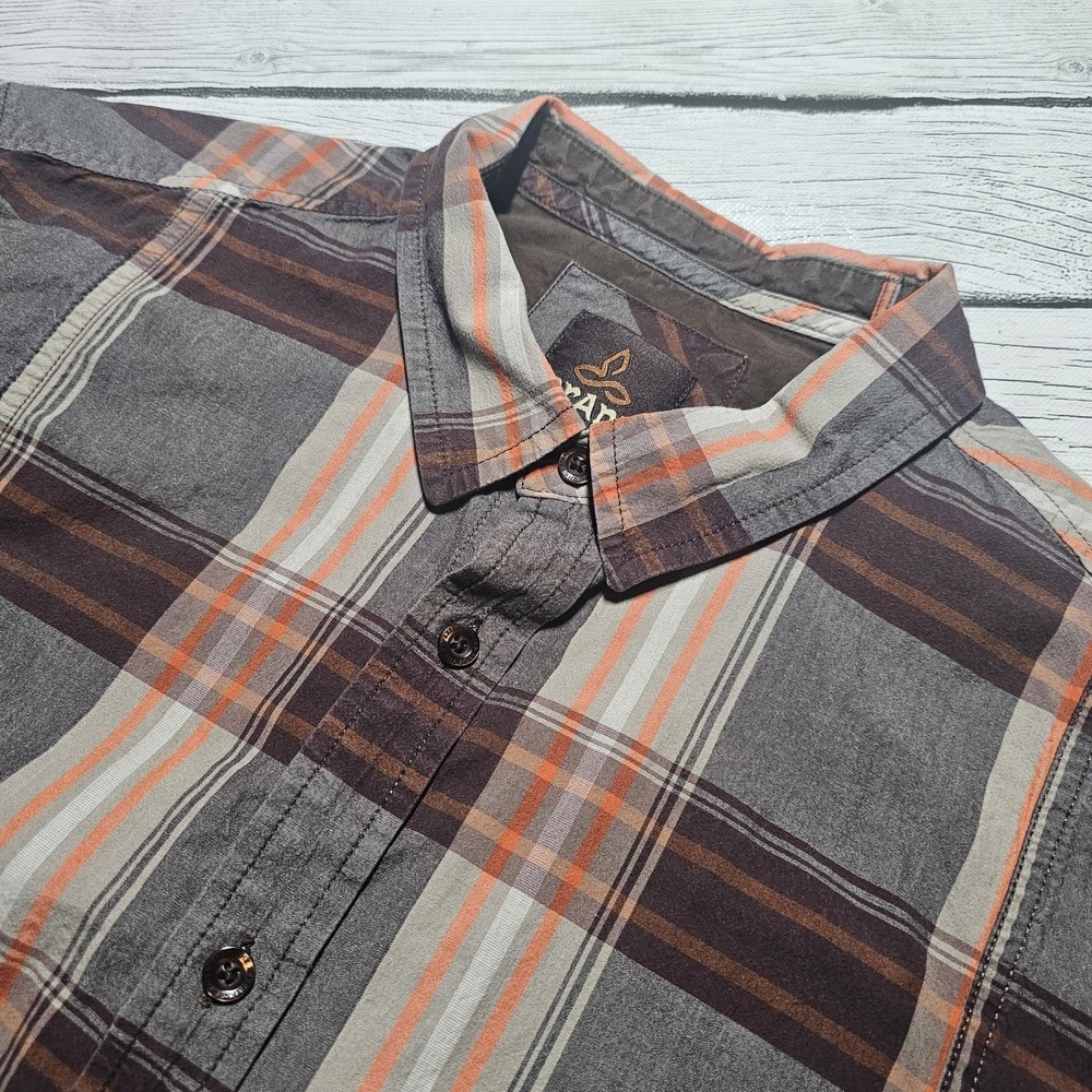 Prana Shirt Men's Large Plaid Lukas‎ Button Up Pocket Short Sleeve Outdoor